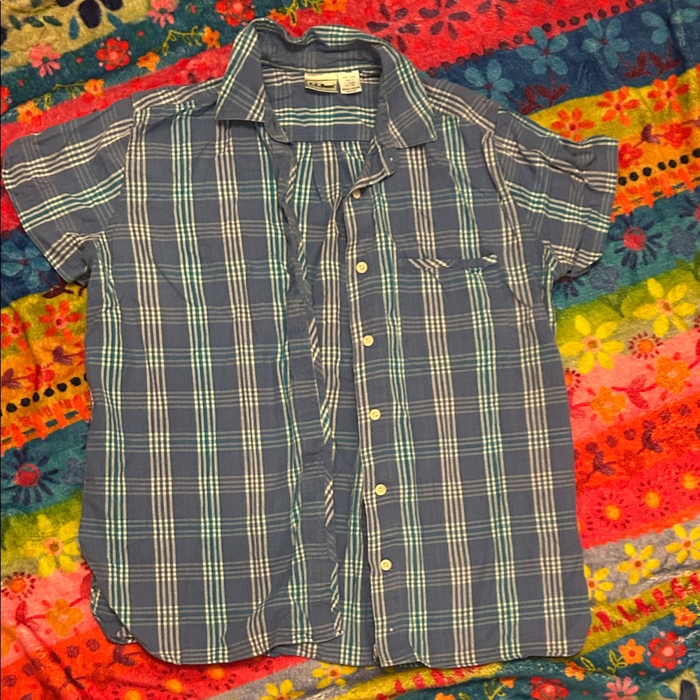 L.L. Bean Blue and White Plaid Shirt